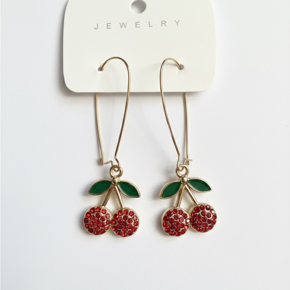 Cherry Sparkle Dangle Earrings